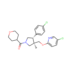 C[C@]1(COc2ccc(Cl)cn2)CN(C(=O)C2CCOCC2)C[C@@H]1c1ccc(Cl)cc1 ZINC000096170436