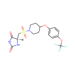 C[C@]1(CS(=O)(=O)N2CCC(Oc3ccc(OC(F)(F)F)cc3)CC2)NC(=O)NC1=O ZINC000059688648