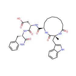 C[C@]1(Cc2c[nH]c3ccccc23)NC(=O)CCCCCC[C@H](C(=O)N[C@@H](CC(=O)O)C(=O)N[C@@H](Cc2ccccc2)C(N)=O)NC1=O ZINC000027729495