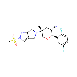 C[C@]1(N2Cc3cn(S(C)(=O)=O)nc3C2)CO[C@H](c2cc(F)ccc2F)[C@@H](N)C1 ZINC000211311019