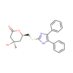 C[C@]1(O)CC(=O)O[C@@H](CSc2nc(-c3ccccc3)c(-c3ccccc3)[nH]2)C1 ZINC000013730468