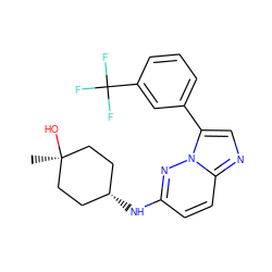 C[C@]1(O)CC[C@H](Nc2ccc3ncc(-c4cccc(C(F)(F)F)c4)n3n2)CC1 ZINC000113133280