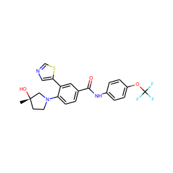 C[C@]1(O)CCN(c2ccc(C(=O)Nc3ccc(OC(F)(F)F)cc3)cc2-c2cncs2)C1 ZINC000224364028