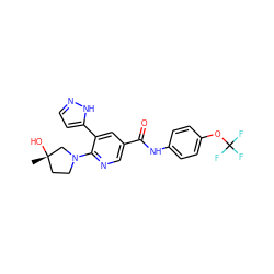 C[C@]1(O)CCN(c2ncc(C(=O)Nc3ccc(OC(F)(F)F)cc3)cc2-c2ccn[nH]2)C1 ZINC000224372744