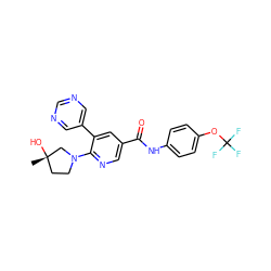 C[C@]1(O)CCN(c2ncc(C(=O)Nc3ccc(OC(F)(F)F)cc3)cc2-c2cncnc2)C1 ZINC000224424216