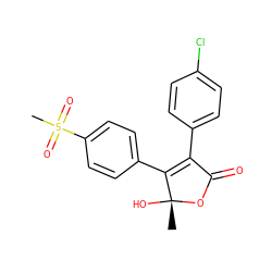 C[C@]1(O)OC(=O)C(c2ccc(Cl)cc2)=C1c1ccc(S(C)(=O)=O)cc1 ZINC000003991130