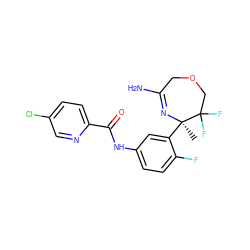 C[C@]1(c2cc(NC(=O)c3ccc(Cl)cn3)ccc2F)N=C(N)COCC1(F)F ZINC000113655771