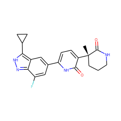 C[C@]1(c2ccc(-c3cc(F)c4n[nH]c(C5CC5)c4c3)[nH]c2=O)CCCNC1=O ZINC001772572308