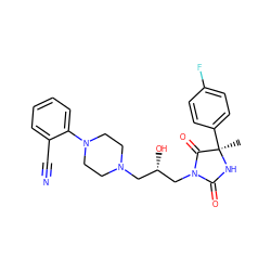 C[C@]1(c2ccc(F)cc2)NC(=O)N(C[C@@H](O)CN2CCN(c3ccccc3C#N)CC2)C1=O ZINC000653709096