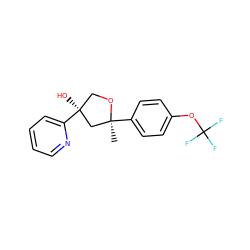 C[C@]1(c2ccc(OC(F)(F)F)cc2)C[C@@](O)(c2ccccn2)CO1 ZINC000653829412