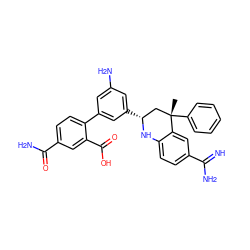 C[C@]1(c2ccccc2)C[C@@H](c2cc(N)cc(-c3ccc(C(N)=O)cc3C(=O)O)c2)Nc2ccc(C(=N)N)cc21 ZINC000103241004