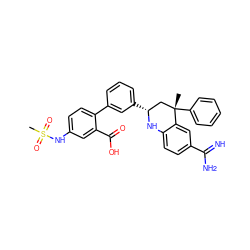 C[C@]1(c2ccccc2)C[C@@H](c2cccc(-c3ccc(NS(C)(=O)=O)cc3C(=O)O)c2)Nc2ccc(C(=N)N)cc21 ZINC000014191852