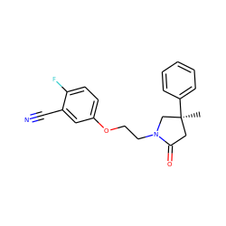 C[C@]1(c2ccccc2)CC(=O)N(CCOc2ccc(F)c(C#N)c2)C1 ZINC000584905464