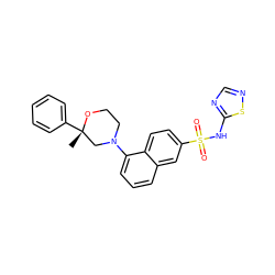 C[C@]1(c2ccccc2)CN(c2cccc3cc(S(=O)(=O)Nc4ncns4)ccc23)CCO1 ZINC000206121284