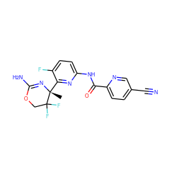 C[C@]1(c2nc(NC(=O)c3ccc(C#N)cn3)ccc2F)N=C(N)OCC1(F)F ZINC000096923941