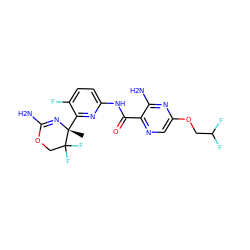 C[C@]1(c2nc(NC(=O)c3ncc(OCC(F)F)nc3N)ccc2F)N=C(N)OCC1(F)F ZINC000096923947