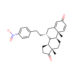 C[C@]12C=CC(=O)C=C1C[C@@H](CCc1ccc([N+](=O)[O-])cc1)[C@@H]1[C@@H]2CC[C@]2(C)C(=O)CC[C@@H]12 ZINC000211306385