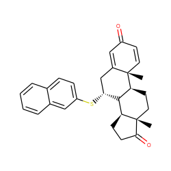 C[C@]12C=CC(=O)C=C1C[C@@H](Sc1ccc3ccccc3c1)[C@@H]1[C@@H]2CC[C@]2(C)C(=O)CC[C@@H]12 ZINC000215529422