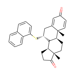 C[C@]12C=CC(=O)C=C1C[C@@H](Sc1cccc3ccccc13)[C@@H]1[C@@H]2CC[C@]2(C)C(=O)CC[C@@H]12 ZINC000215529313