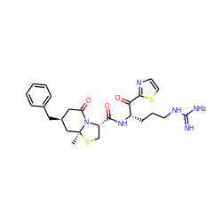 C[C@]12C[C@@H](Cc3ccccc3)CC(=O)N1[C@H](C(=O)N[C@@H](CCCNC(=N)N)C(=O)c1nccs1)CS2 ZINC000029126141