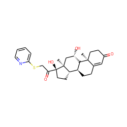 C[C@]12C[C@H](O)[C@H]3[C@@H](CCC4=CC(=O)CC[C@@]43C)[C@@H]1CC[C@]2(O)C(=O)CSc1ccccn1 ZINC000084596753