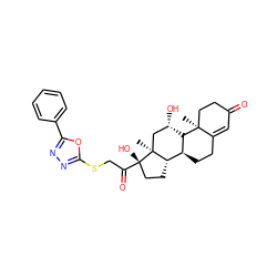 C[C@]12C[C@H](O)[C@H]3[C@@H](CCC4=CC(=O)CC[C@@]43C)[C@@H]1CC[C@]2(O)C(=O)CSc1nnc(-c2ccccc2)o1 ZINC000084596680