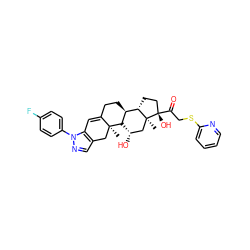C[C@]12C[C@H](O)[C@H]3[C@@H](CCC4=Cc5c(cnn5-c5ccc(F)cc5)C[C@@]43C)[C@@H]1CC[C@]2(O)C(=O)CSc1ccccn1 ZINC000084634659