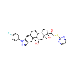 C[C@]12C[C@H](O)[C@H]3[C@@H](CCC4=Cc5c(cnn5-c5ccc(F)cc5)C[C@@]43C)[C@@H]1CC[C@]2(O)C(=O)CSc1ncccn1 ZINC000084632941
