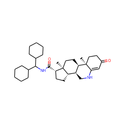 C[C@]12CC[C@@H]3[C@@H](CNC4=CC(=O)CC[C@@]43C)[C@@H]1CC[C@@H]2C(=O)NC(C1CCCCC1)C1CCCCC1 ZINC000026399000