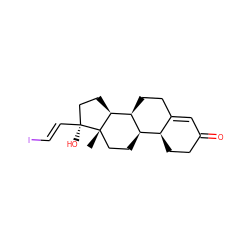 C[C@]12CC[C@@H]3[C@@H]4CCC(=O)C=C4CC[C@@H]3[C@@H]1CC[C@]2(O)/C=C/I ZINC000034067552