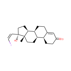 C[C@]12CC[C@@H]3[C@@H]4CCC(=O)C=C4CC[C@@H]3[C@@H]1CC[C@]2(O)/C=C\I ZINC000040662863