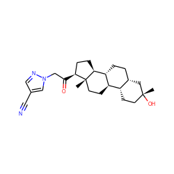 C[C@]12CC[C@@H]3[C@H]4CC[C@@](C)(O)C[C@H]4CC[C@H]3[C@@H]1CC[C@@H]2C(=O)Cn1cc(C#N)cn1 ZINC001248484724