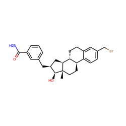 C[C@]12CC[C@@H]3c4ccc(CBr)cc4CC[C@H]3[C@@H]1C[C@H](Cc1cccc(C(N)=O)c1)[C@@H]2O ZINC000095562363