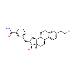 C[C@]12CC[C@@H]3c4ccc(CCBr)cc4CC[C@H]3[C@@H]1C[C@H](Cc1cccc(C(N)=O)c1)[C@@H]2O ZINC000072315176