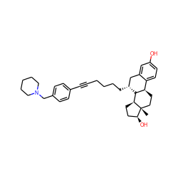 C[C@]12CC[C@@H]3c4ccc(O)cc4C[C@@H](CCCCC#Cc4ccc(CN5CCCCC5)cc4)[C@H]3[C@@H]1CC[C@@H]2O ZINC000095584199