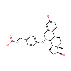 C[C@]12CC[C@@H]3c4ccc(O)cc4C[C@@H](Sc4ccc(/C=C/C(=O)O)cc4)[C@H]3[C@@H]1CC[C@@H]2O ZINC000029314314