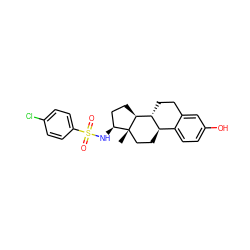 C[C@]12CC[C@@H]3c4ccc(O)cc4CC[C@H]3[C@@H]1CC[C@@H]2NS(=O)(=O)c1ccc(Cl)cc1 ZINC000073389296