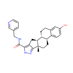 C[C@]12CC[C@@H]3c4ccc(O)cc4CC[C@H]3[C@@H]1Cc1c2n[nH]c1C(=O)NCc1cccnc1 ZINC000013672657