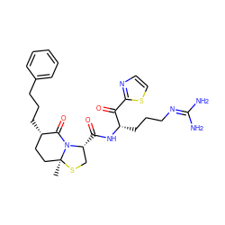 C[C@]12CC[C@H](CCCc3ccccc3)C(=O)N1[C@H](C(=O)N[C@@H](CCCN=C(N)N)C(=O)c1nccs1)CS2 ZINC000028000340