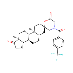 C[C@]12CC[C@H]3[C@@H](CC[C@H]4C[C@]5(CC[C@@]43C)CN(C(=O)c3ccc(C(F)(F)F)cc3)CC(=O)O5)[C@@H]1CCC2=O ZINC000473099560