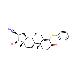 C[C@]12CC[C@H]3[C@@H](CCC4=C(Sc5ccccc5)C(=O)CC[C@@]43C)[C@@H]1C[C@H](C#N)[C@@H]2O ZINC000201430960