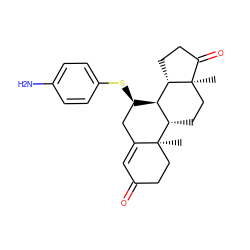 C[C@]12CC[C@H]3[C@H]([C@@H]1CCC2=O)[C@H](Sc1ccc(N)cc1)CC1=CC(=O)CC[C@@]13C ZINC000005159390