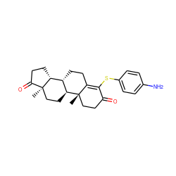 C[C@]12CCC(=O)C(Sc3ccc(N)cc3)=C1CC[C@@H]1[C@@H]2CC[C@@]2(C)C(=O)CC[C@H]12 ZINC000040718857