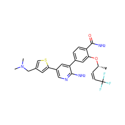 C[C@H](/C=C\C(F)(F)F)Oc1cc(-c2cc(-c3cc(CN(C)C)cs3)cnc2N)ccc1C(N)=O ZINC000084655247