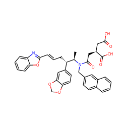 C[C@H]([C@@H](C/C=C/c1nc2ccccc2o1)c1ccc2c(c1)OCO2)N(Cc1ccc2ccccc2c1)C(=O)C[C@@H](CC(=O)O)C(=O)O ZINC000029240769