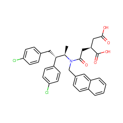 C[C@H]([C@@H](Cc1ccc(Cl)cc1)c1ccc(Cl)cc1)N(Cc1ccc2ccccc2c1)C(=O)C[C@@H](CC(=O)O)C(=O)O ZINC000029241208