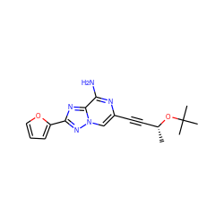 C[C@H](C#Cc1cn2nc(-c3ccco3)nc2c(N)n1)OC(C)(C)C ZINC000028350858