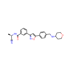 C[C@H](C#N)NC(=O)c1cccc(-c2cc(-c3ccc(CNC4CCOCC4)cc3)on2)c1 ZINC000066075030