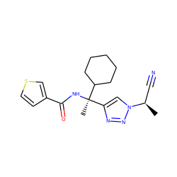 C[C@H](C#N)n1cc([C@@](C)(NC(=O)c2ccsc2)C2CCCCC2)nn1 ZINC000095560899