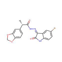 C[C@H](C(=O)N/N=C1\C(=O)Nc2ccc(Br)cc21)c1ccc2c(c1)OCO2 ZINC000072177961